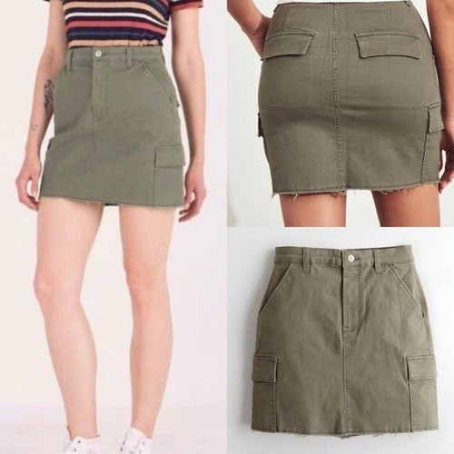 Hollister Army Green Stretch Ultra High-Rise Utility Skirt Size 0 US NWT  Y2K | eBay
