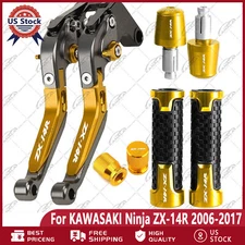 For KAWASAKI Ninja ZX-14R CNC Handle Grips Cap Brake Clutch Levers Set New