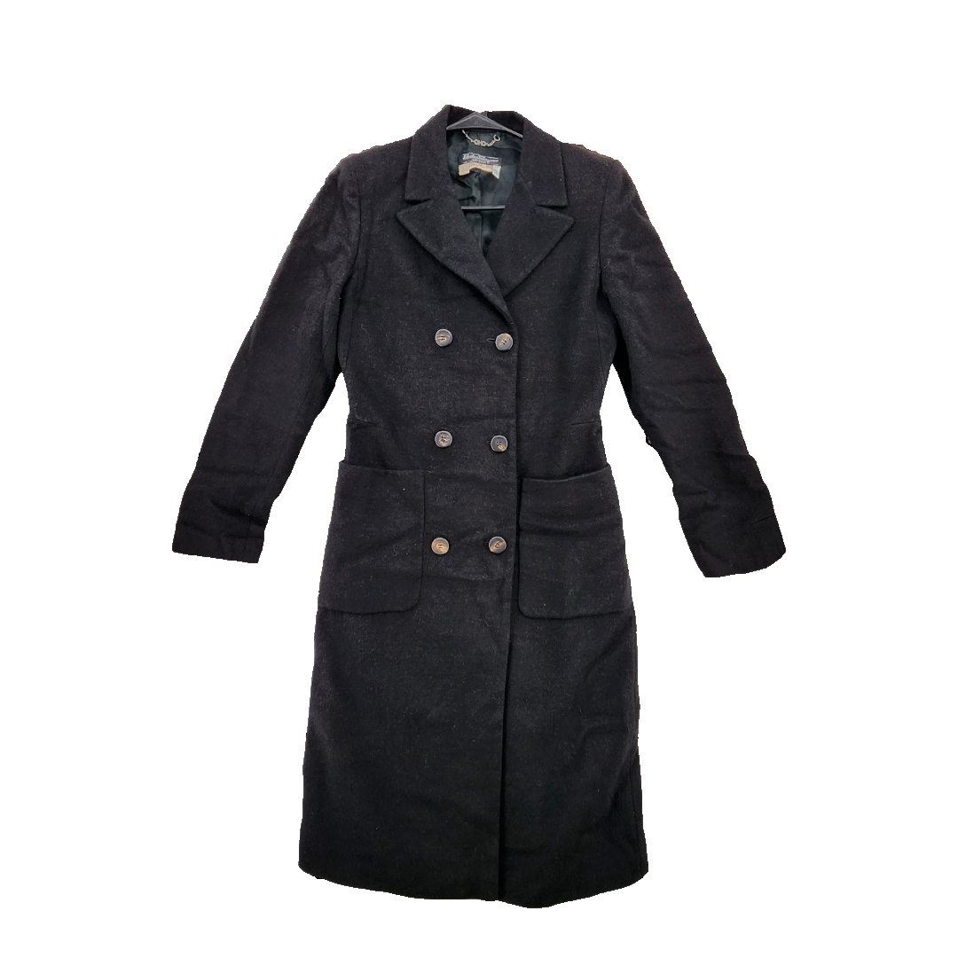 コート SALVATORE FERRAGAMO BLACK WOOL BLEND COAT Vintage Salvatore Ferragamo Trench Coat Womens 6 Wool Button
