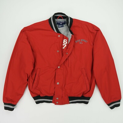 Vintage Ralph Lauren Polo Sport (L) 67' Embroidered Jersey lined Varsity Jacket | eBay