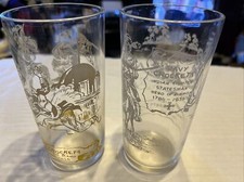 Vintage Lot Of 2 Davy Crockett Hero Of The Alamo Indian Fighter Drinking Glass