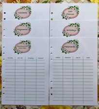A5 Filofax Organiser Paper Set - Finance, Passwords, Payments Design - 21 Pages
