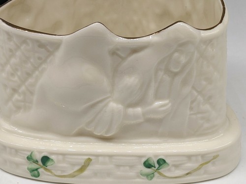 Vintage Belleek Millennium 2000 Shamrock Nativity Motif Votive Candle Holder - Picture 5 of 9