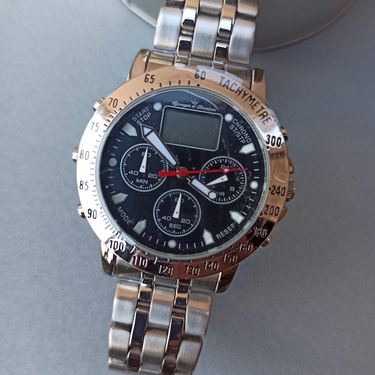 Montre Quartz Digital Yonger Bresson rétro vintage chronographe