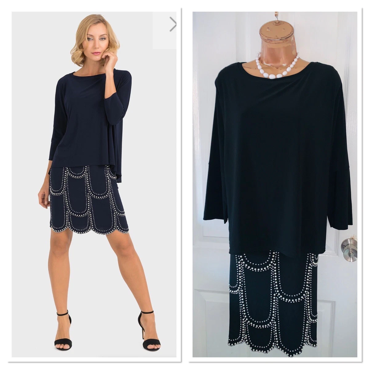 Joseph Ribkoff Black Embellished Jersey Dress Uk Size 24 | eBay