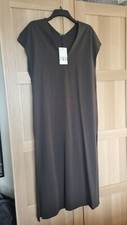 BNWT ZARA washed Enzyme Grey Midi Dress Double Faced Top Side Splits S SMALL 