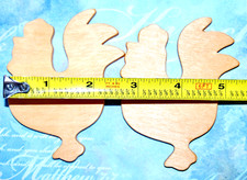 3 5/8" ROOSTER CHICKEN FARM Lot/2 Unfinished Natural Wood FAST SHIPPING USA MADE