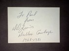 D.D. Lewis, SIGNED Trimmed Index Card - 1968 Dallas Cowboys