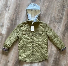 TUCKER + TATE nwt full snap-up hooded jacket~kid's size 7~green~plaid~NEW