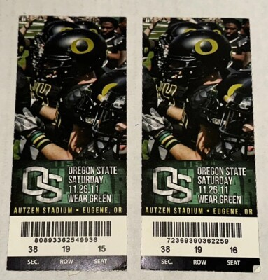 #ad Oregon Oregon State Ticket Stub Wear Green NCAA Football Autzen Stadium 2011 $19.20