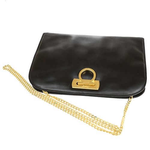 SALVATORE FERRAGAMO Gancini 2Way Chain Shoulder Clutch Bag Leather Brown 69YG017 - Picture 5 of 15