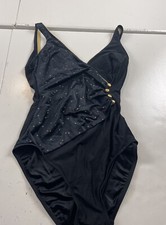 Robby Len Swim Suit Women Size 14 Tall One Piece Black Bra Lined Beach wear