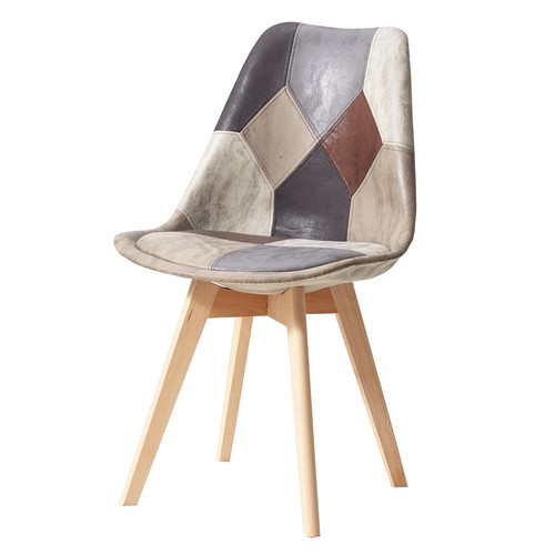 Pack de 4 Sillas de comedor Modernas Silla Cocina Diseño PU Patchwork Marrón - Imagen 3 de 11