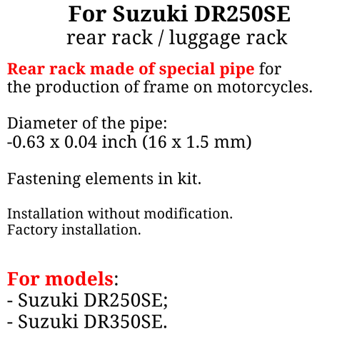 For Suzuki DR250SE rear rack rear luggage rack DR350SE, Bonus - Bild 3 von 5