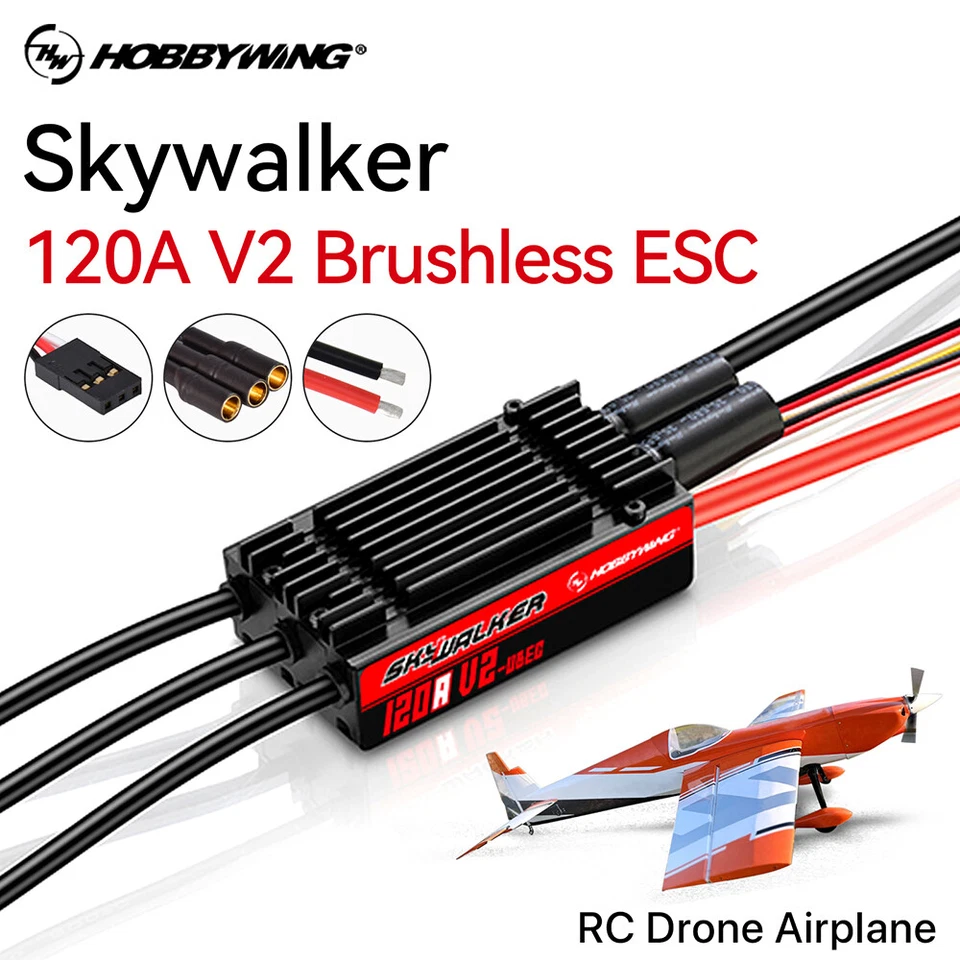 HOBBYWING Skywalker 120A V2 Brushless ESC 8.4A/30V Switch BEC for RC Airplane - Image 2 of 4