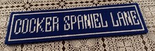 Handmade COCKER SPANIEL LANE Needlepoint Street Sign Dog Lover Gift Item Blue