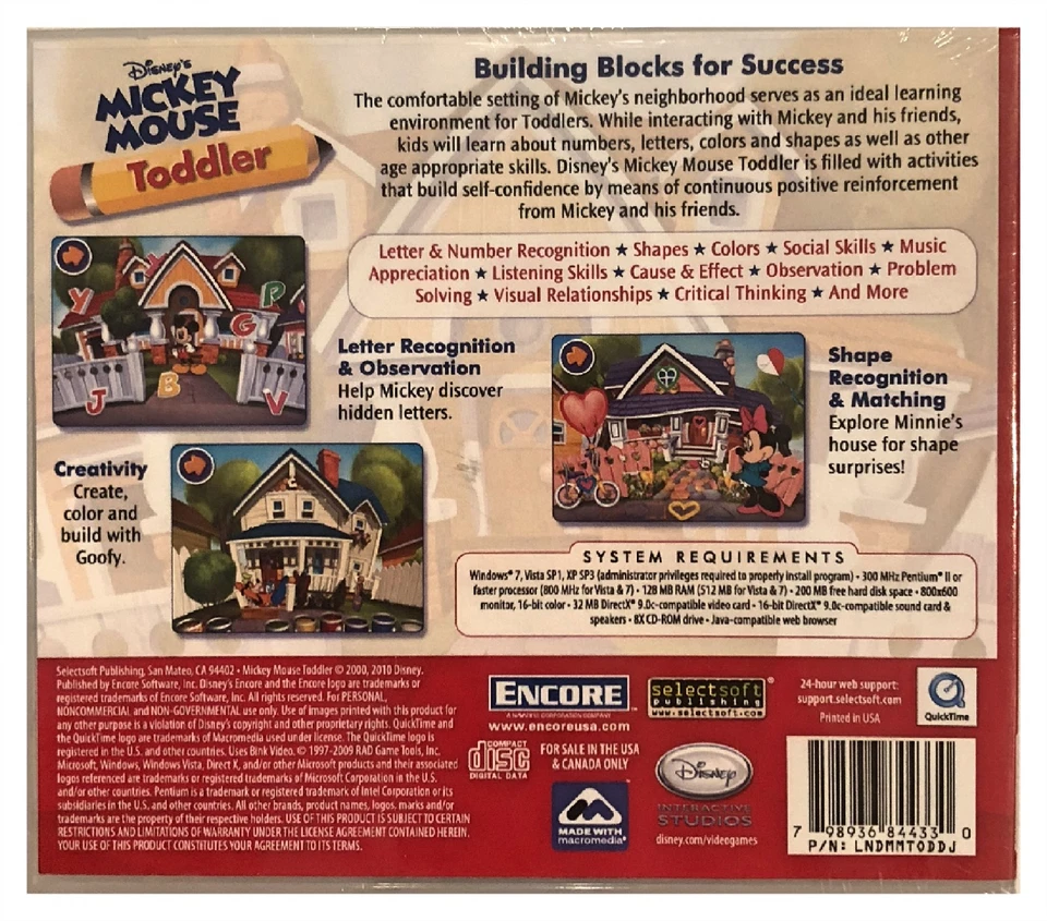 Disney Mickey Mouse Toddler Pc New Win10 8 7 XP Letters Numbers Shapes Much More - Image 2 of 2