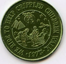 Mardi Gras Doubloon: Jerusalem Temple A.A.O.N.M.S. 1975 Aluminum Green