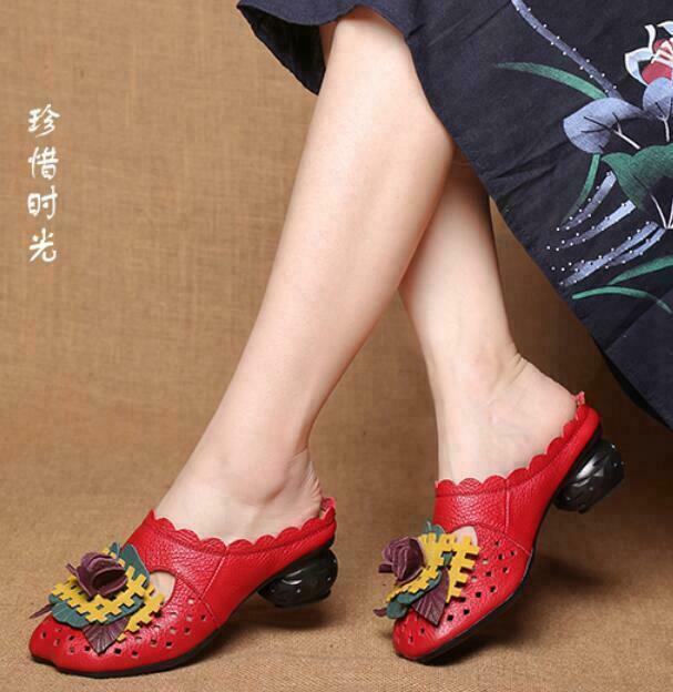 PANTOFOLA D’ORO Sandali a fiori fatti a mano comodi ciabatte cavi donna primavera estate mocassino D