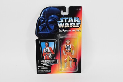 Star Wars POTF 2 Luke Skywalker X-wing  A  - MOSC European Red Short Lightsaber 182571347