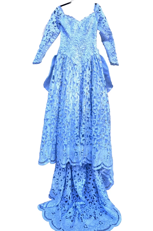 Essence Corsé Vestido de Novia Satinado/Encaje Azul Claro DESMONTABLE Tren 10 Foto 2 de 2