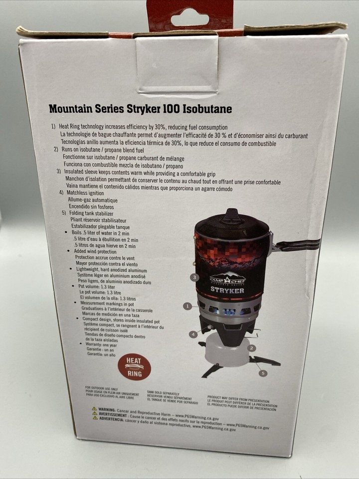 Camp Chef Stryker 100 Isobutane Stove Compact Cooking System Mountain