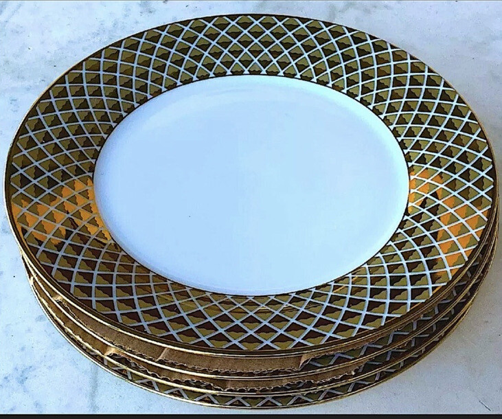 CIROA LUXE GOLD SALAD SIDE LUNCH PLATES IN SET OF
