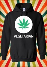 Vegetariano Cannabis Hierba Marihuana Hombres Mujeres Unisex Top Sudadera con Capucha 308