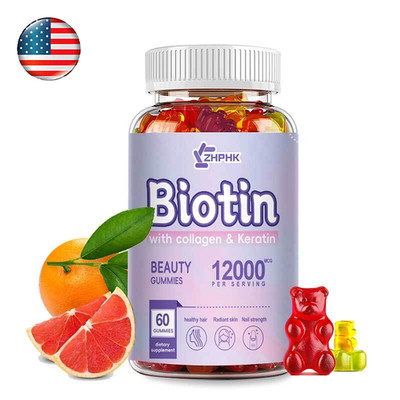 Biotin Gummies 12000Mcg with Collagen - High Potency - Hair, Skin,Nails 60 Gummy