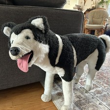 Melissa  Doug Husky Lifelike  Loveable Standing Plush Dog Jumbo Black White