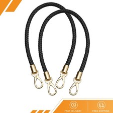 2Pack 60cm/23.6" Braided Leather Purse Replacement Strap Black