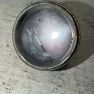 #ad Vintage Indy Car Truck Rat Rod Hot Rod Chrome Green Oil Pressure Gauge 80 PSI $44.80