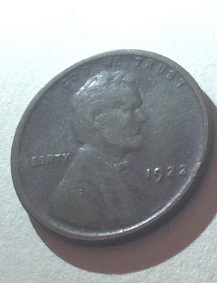 Rare 1922 Wheat Penny- Almost Completely Missing D Mint- Very Tough To Find Coin
