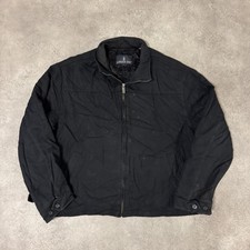 LONDON FOG Harrington Jacket Mens Medium Full Zip Designer Windbreaker Black