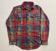 Vintage Polo Ralph Lauren Aztec Plaid Flannel Button Down Shirt Men  s Size Small