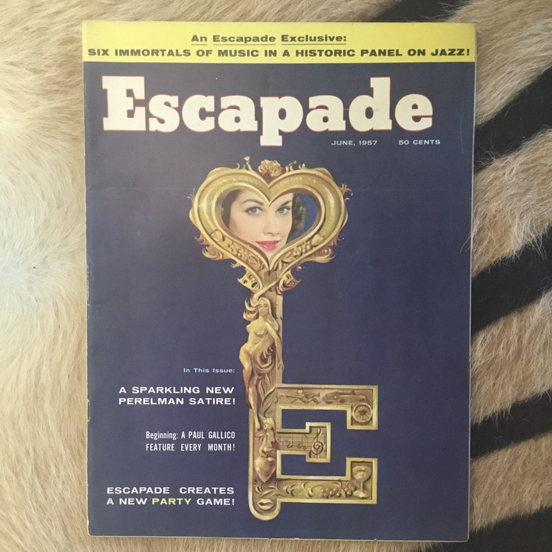 ESCAPADE Men's Magazine June 1957 Clint Eastwood Clothing Model, Zahra Norbo