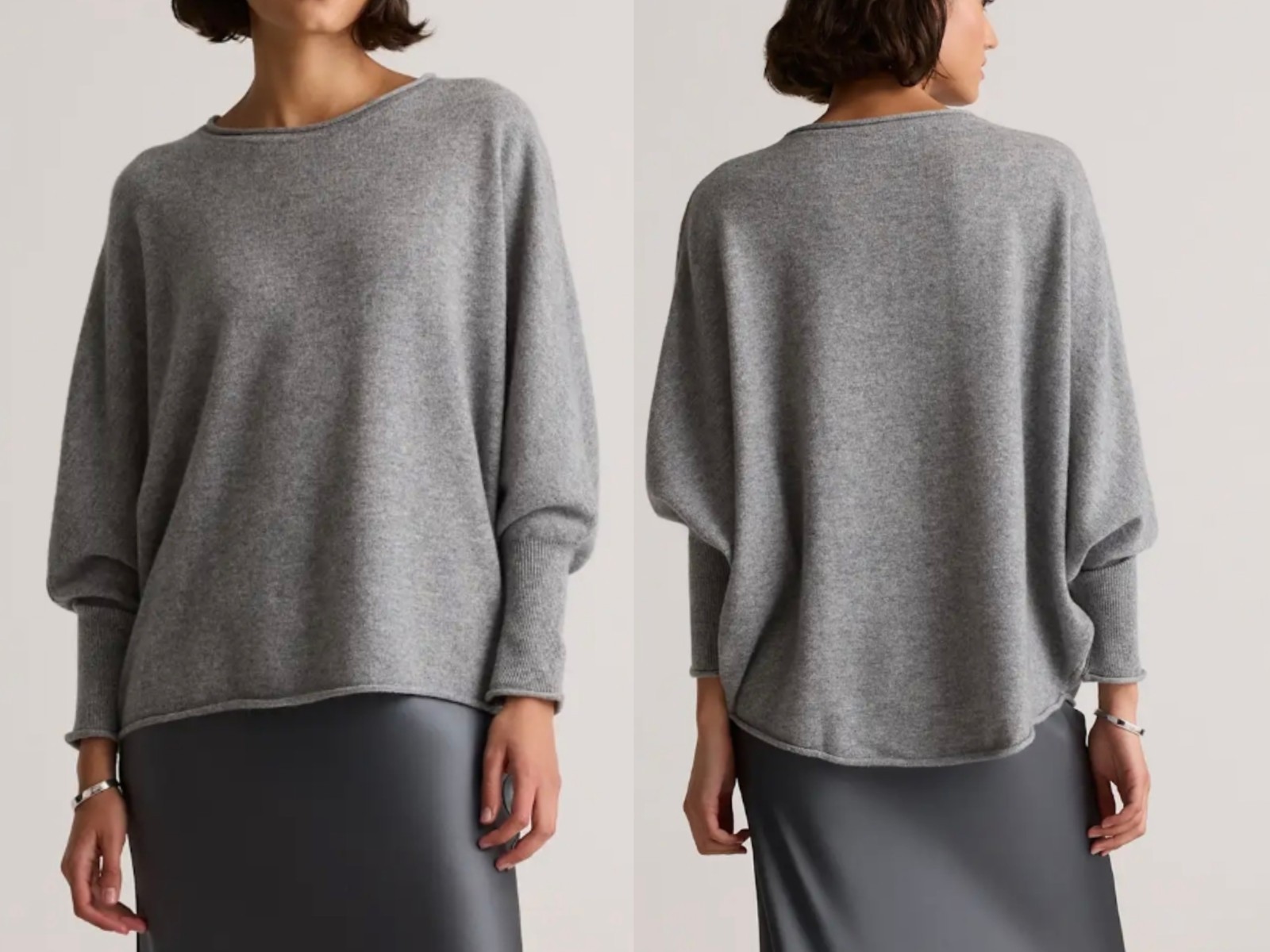 Quince Mongolian Cashmere Batwing Sweater Gray Size L/XL