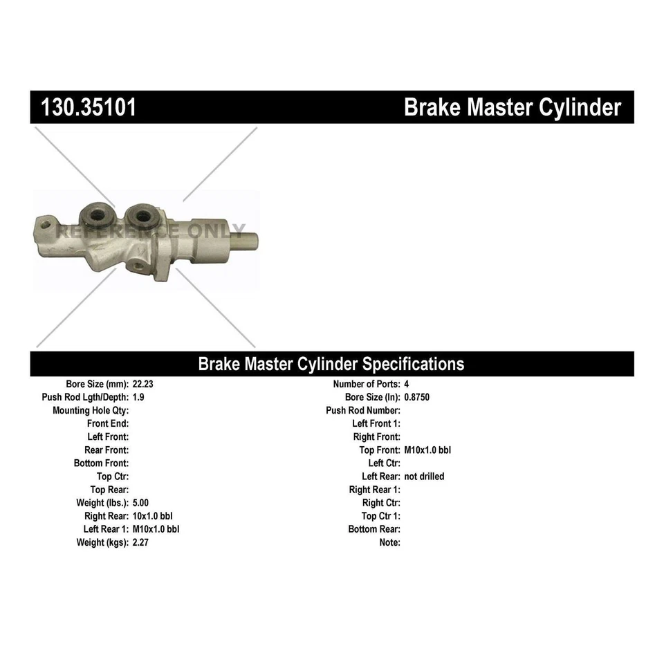 Centric Parts 130.35101 Brake Master Cylinder For 84-93 Mercedes-Benz 190D 190E - Image 4 of 4