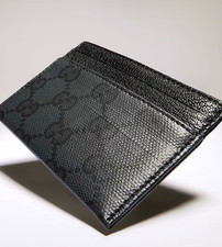 Gucci Men's Black/Gray GG Logo Pattern Credit Card Holder Wallet