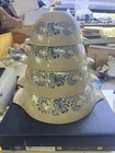 Vintage Pyrex Homestead Cinderella Mixing Bowl Set 444 443 442 441 Nice Cond
