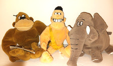 Disney George Of The Jungle Set Of 3 Plushes 8" Mini Bean Bags All with Tags EC
