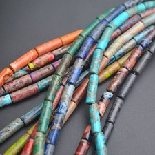1strand 4x13mm Bright Color Sea Sediment Jasper Stone Cylinder Round Tube Beads
