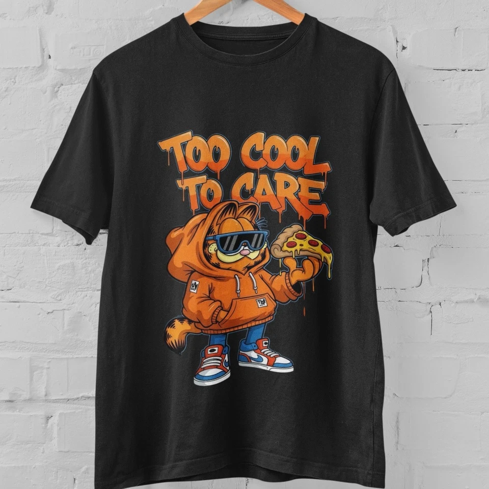 Funny Garfield Cat Pizza Hoodie Style Graphic Tee Hip Hop Anime Aesthetic Unisex - Image 4 of 4