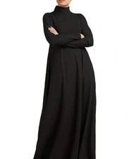 Schwarzes Maxikleid Damen, lang, Rollkragen, ...