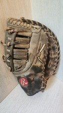 Vintage Rawlings First Base Mitt Gold Glove Black Leather Used Read, Fast Ship