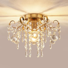 Mini Gold Crystal Semi-Flush Ceiling Light