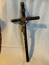Antikes Kruzifix / Prozessionskreuz Holz ca.45cm Christus aus Metall religiös