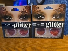 2 Pack Face Body Glitter Kit 2 Glitter Pots Primer Hot Pink/Red FUCHSIA BYS