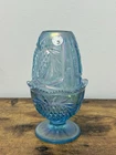 Fenton Blue Iridescent Fairy Lamp, 7 Inch