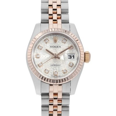 ROLEX Datejust 10P Diamant 179171G Silber Schnitzerei Computer Zufallszahl Se...